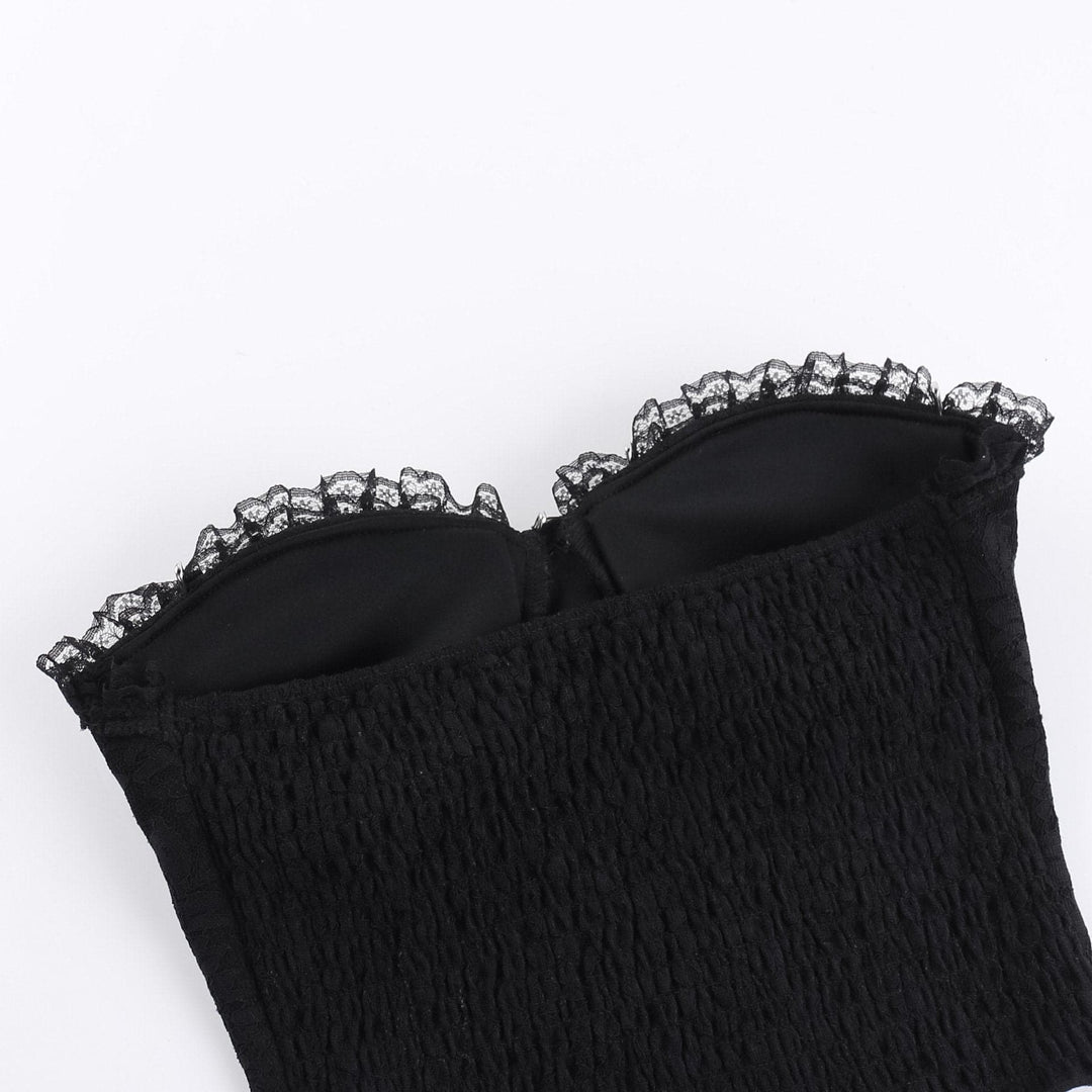 Metal chain lace up sweetheart neck tube top  | Festival Outfits Women