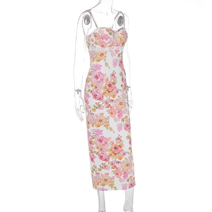 Sweetheart neck flower print cami maxi dress  | Festival Outfits Women