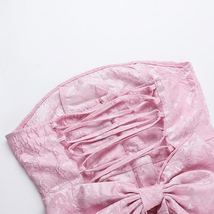 Textured bowknot lace up tube mini dress  | Festival Outfits Women