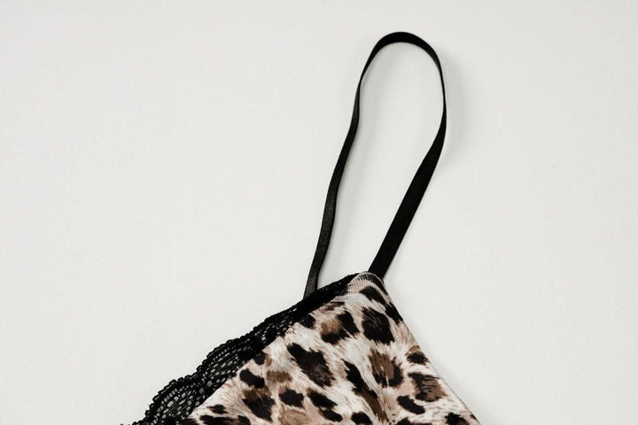 V neck bowknot leopard print cami top  | Festival Outfits Women  | Cheetah Print Top