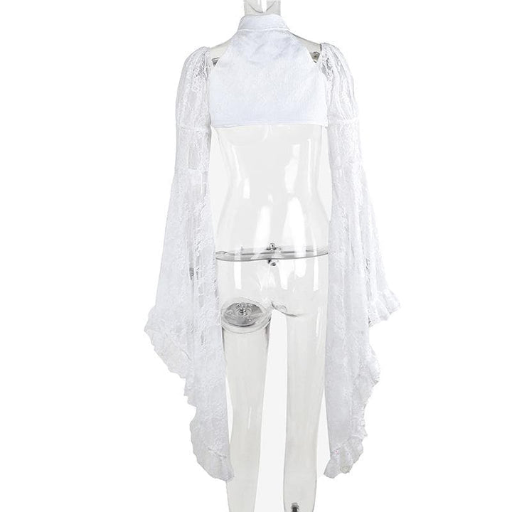 Long flared sleeve lace buckle shrug top  | Festival Outfits Women