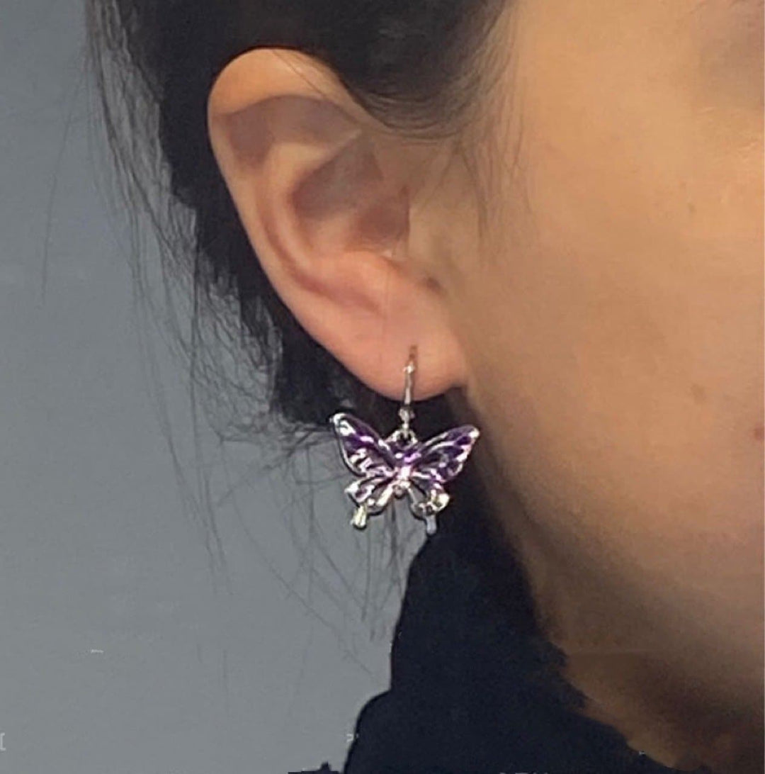 Butterfly pendant contrast drop earrings  | Festival Outfits Women