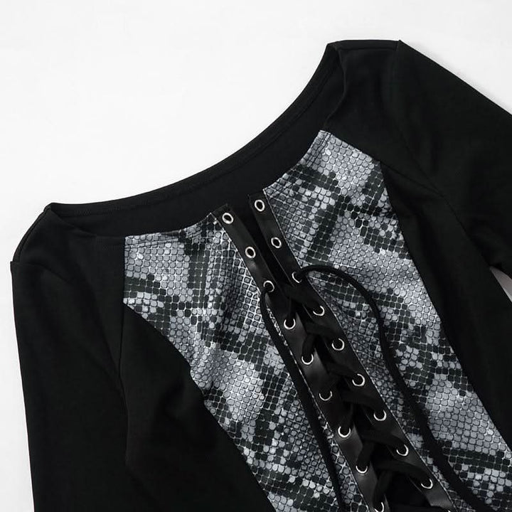 Long sleeve print lace up top  | Festival Outfits Women