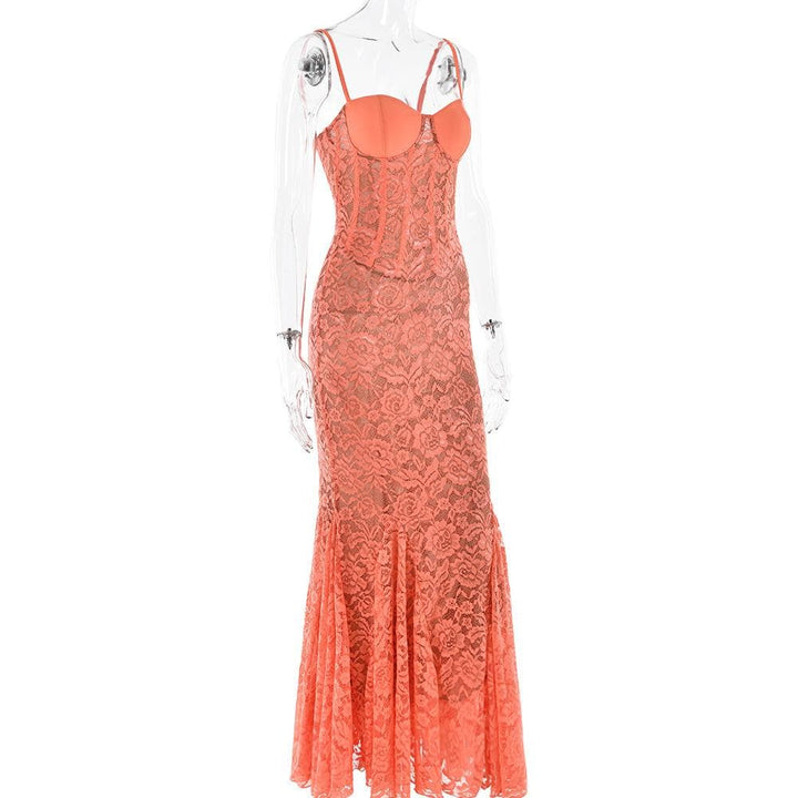 Sweetheart neck lace bustier cami maxi dress  | Festival Outfits Women