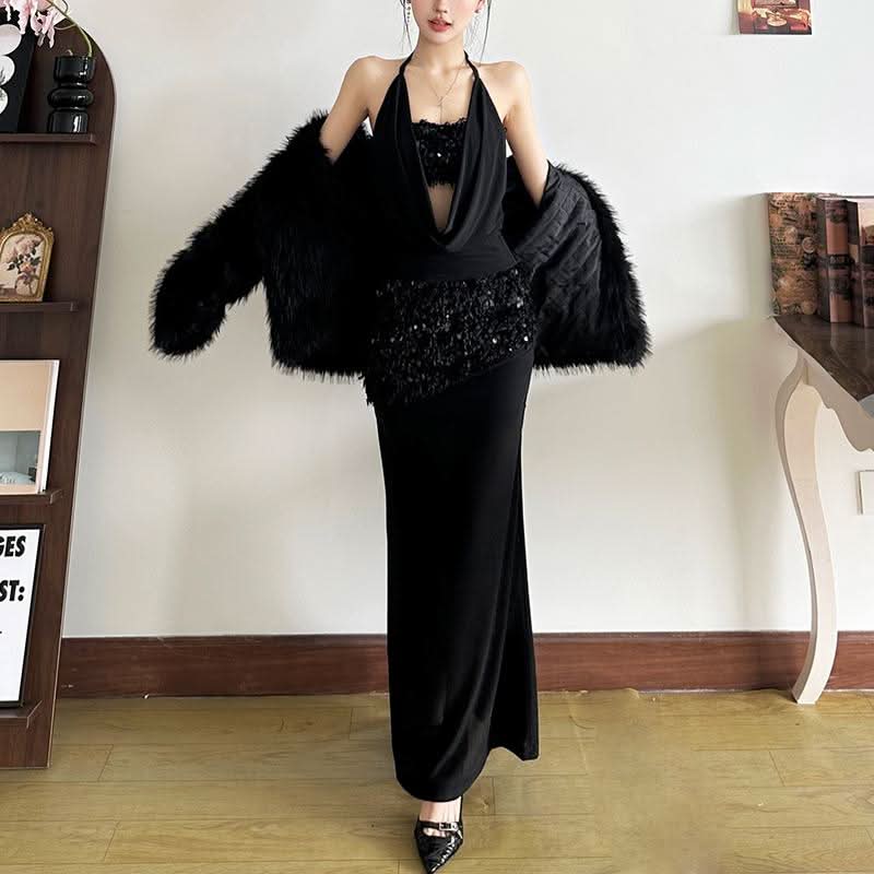 Glitter mesh patchwork fluffy maxi skirt  | Festival Outfits Women