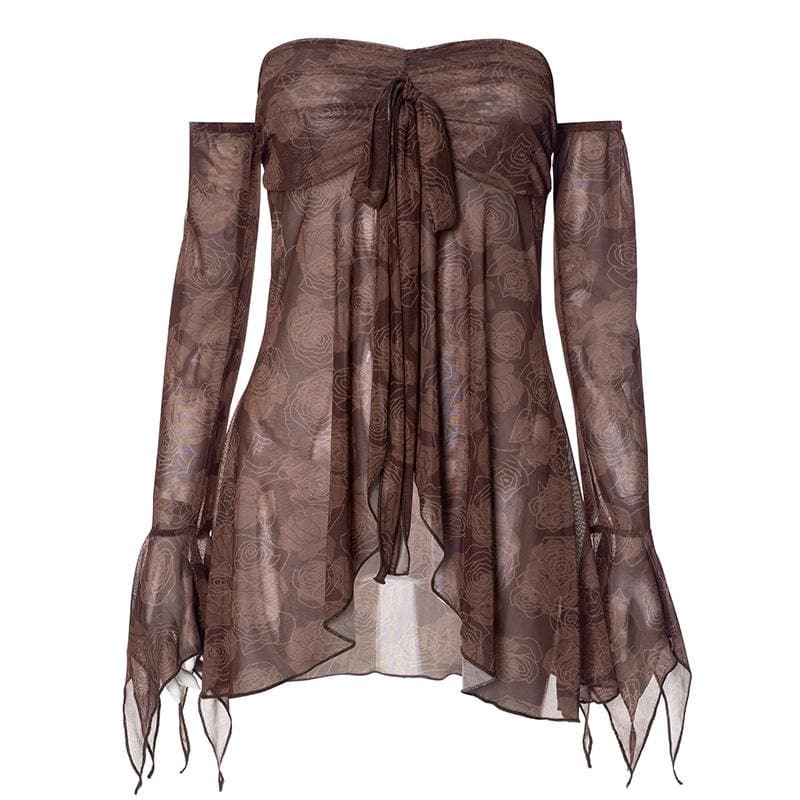 Doguwar riga mai sheƙi mai sheƙi a saman kafada | Kayan Biki na Mata