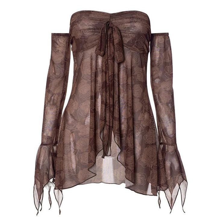 Doguwar riga mai sheƙi mai sheƙi a saman kafada | Kayan Biki na Mata