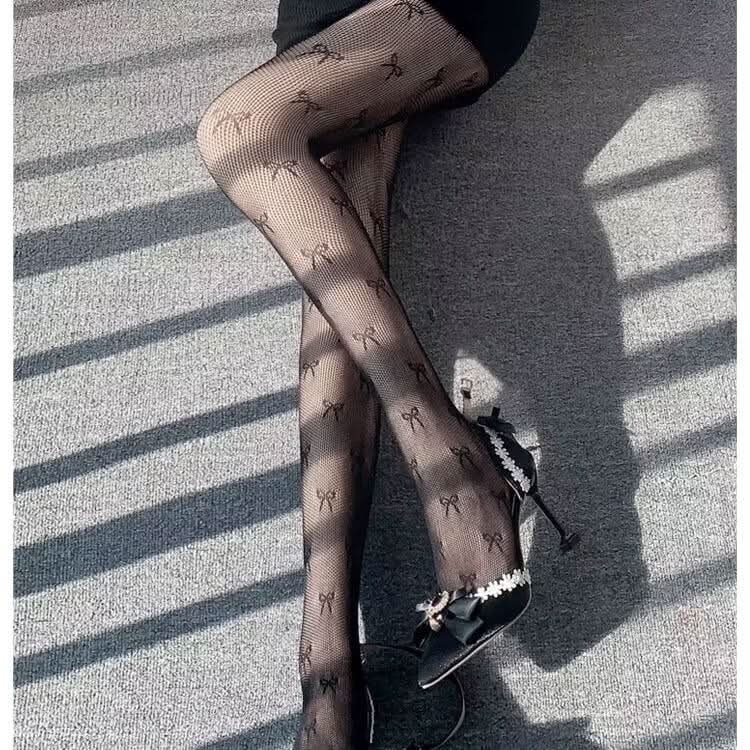Bowknot pattern fishnet tights  | Festival Outfits Women