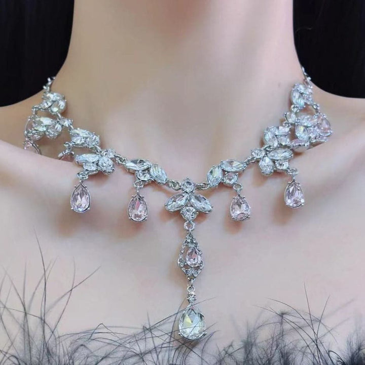 Pink rhinestone pendant choker necklace  | Festival Outfits Women