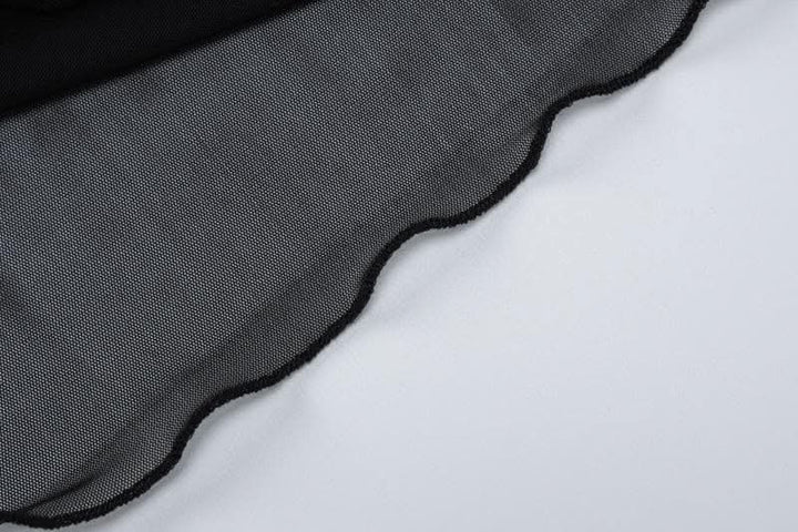 Long sleeve sheer mesh feather ruffle backless mini dress-final-sale  | Festival Outfits Women