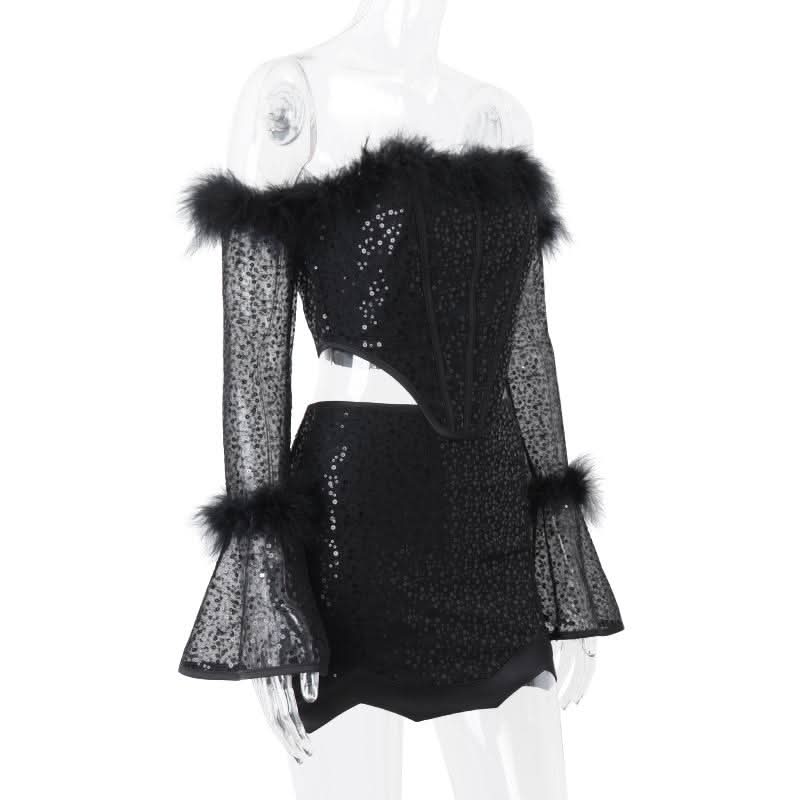 Glitter ruched zip-up solid mini skirt  | Festival Outfits Women