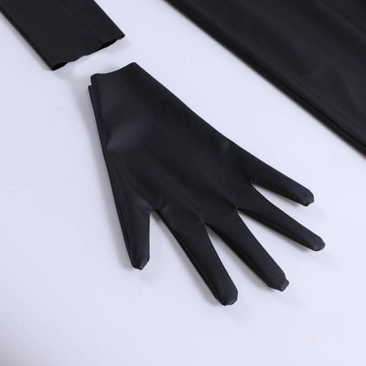 Gloves solid PU leather irregular one shoulder slit midi dress-final-sale  | Festival Outfits Women