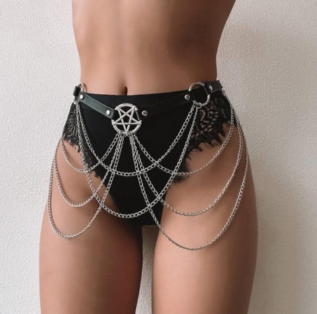 Metal chain star decor layered belt  | Festival Outfits Women