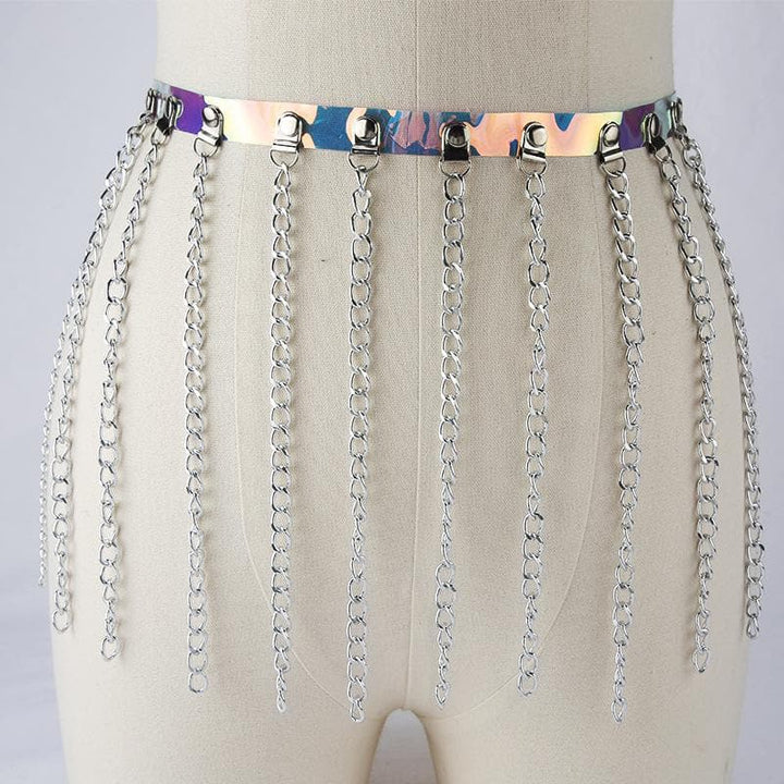 PU leather metal chain tassels belt  | Festival Outfits Women