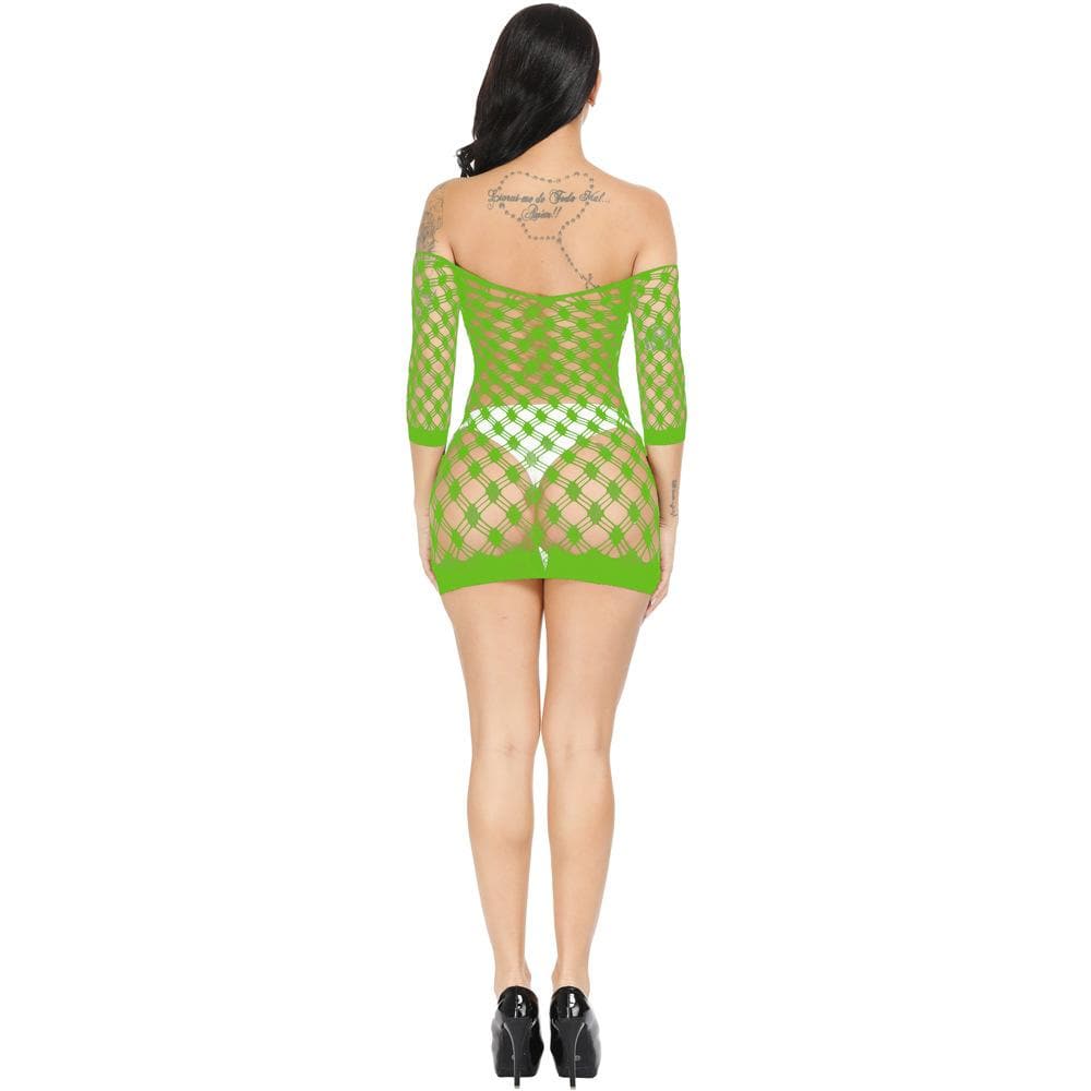 Long sleeve off shoulder net backless mini dress  | Festival Outfits Women