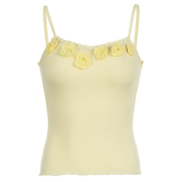 Flower applique lace hem ruffle cami top  | Festival Outfits Women