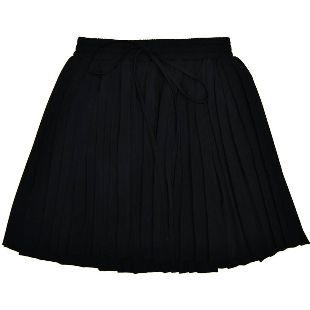 Pleated deep V neck button self tie solid mini skirt set  | Festival Outfits Women