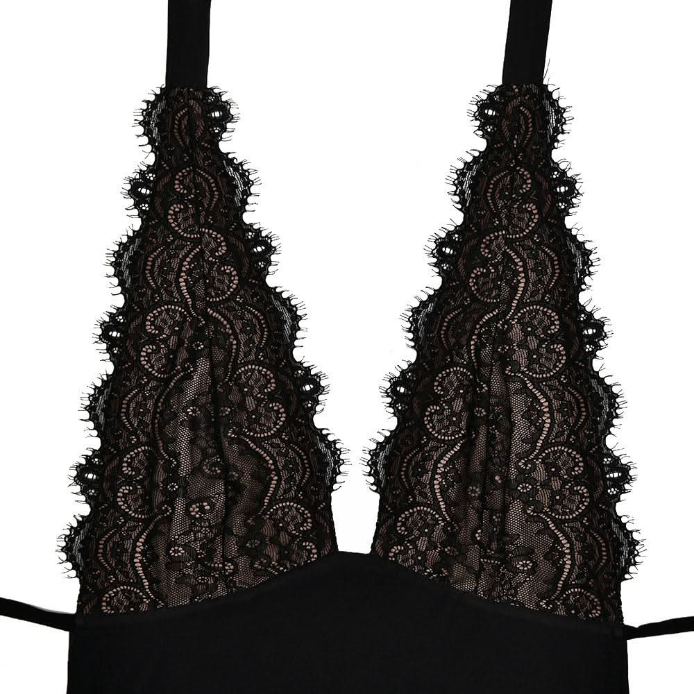 Halter self tie deep V neck gradient lace maxi dress  | Festival Outfits Women