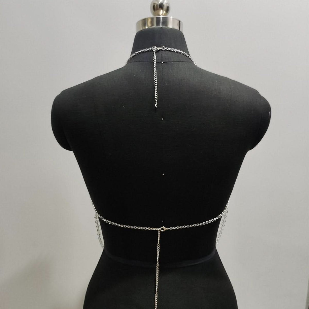 Halter layered pendant beaded backless top  | Festival Outfits Women
