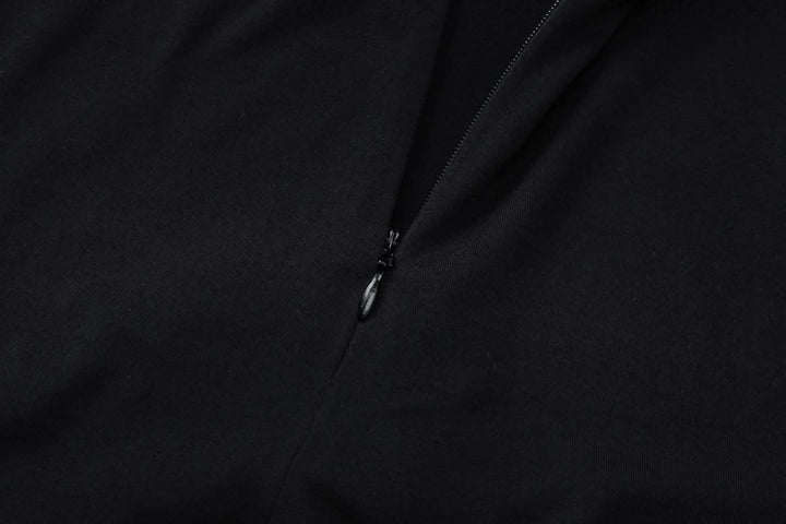 Turnover collar long sleeve zip-up button bodysuit  | Festival Outfits Women-final-sale