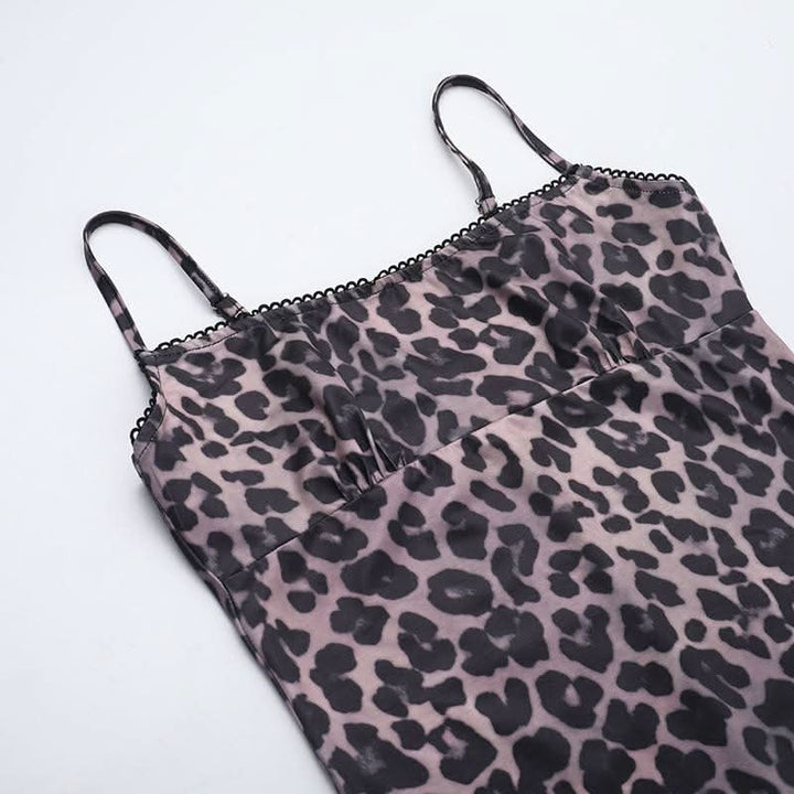 Leopard print square neck backless cami maxi dress  | Festival Outfits Women