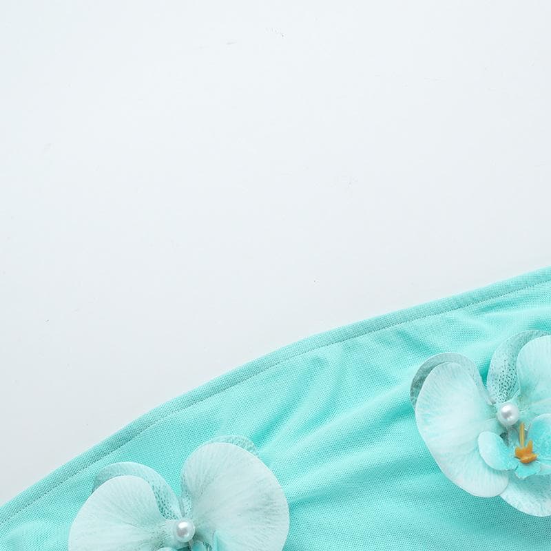 Flower applique mesh patchwork tube top  | Festival Outfits Women