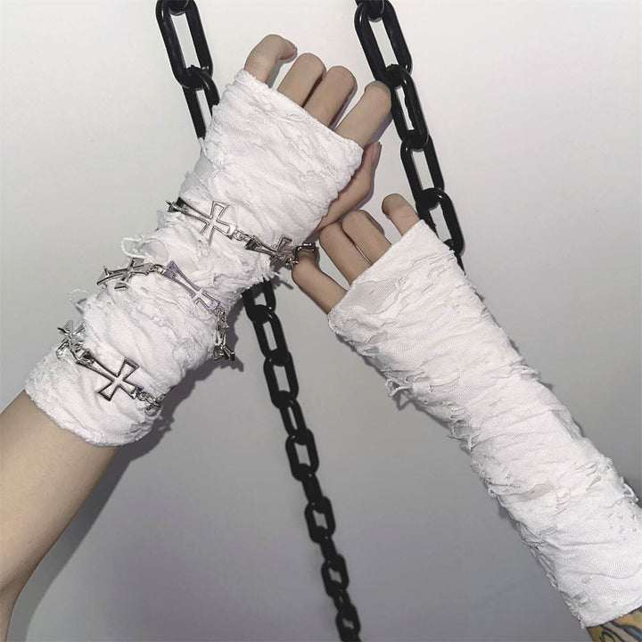 Hollow out cross decor leg warmer gloves  | Festival Outfits Women