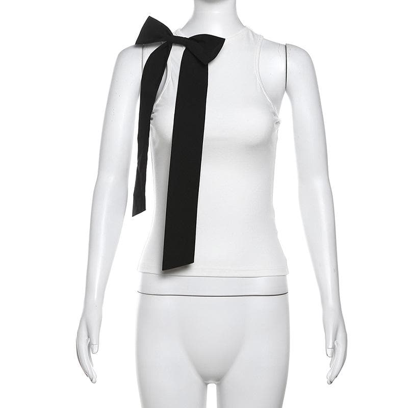 Takardar tank mai kama da ta Bowknot crewneck | Kayan Biki na Mata