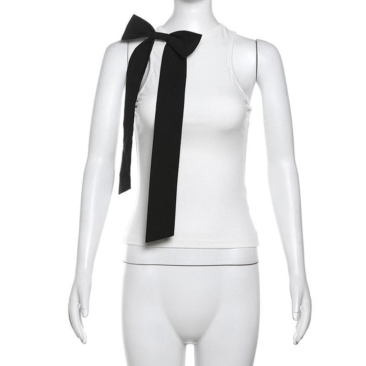 Takardar tank mai kama da ta Bowknot crewneck | Kayan Biki na Mata