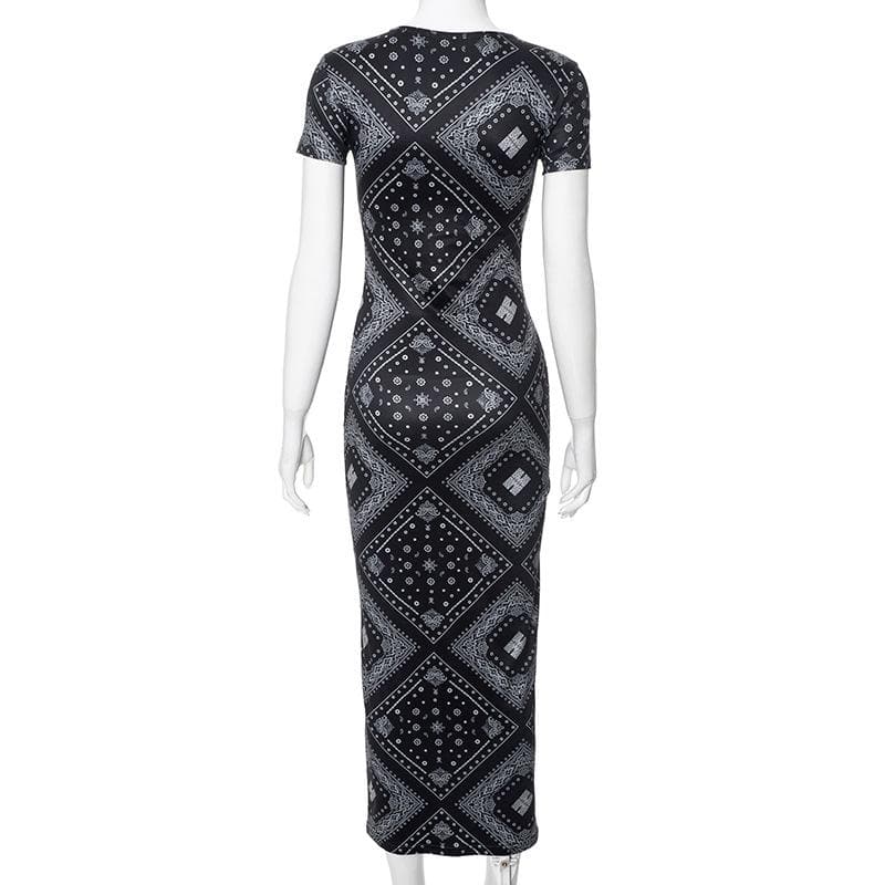 Riga mai gajeren hannu mai siffar crewneck midi | Kayan Biki na Mata