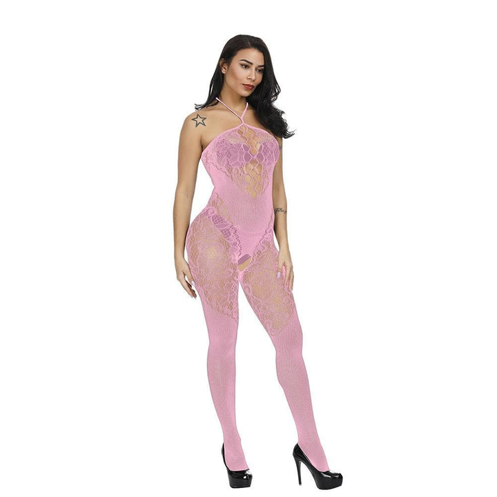 Halter patchwork lace backless bodystocking  | Festival Outfits Women
