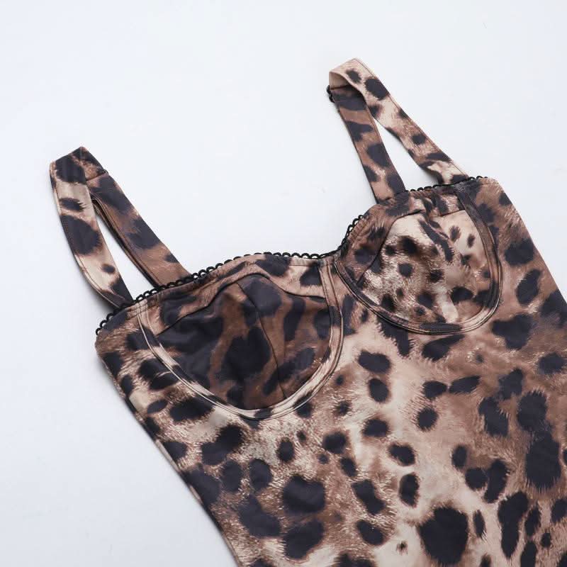 Leopard print v neck backless tank jumpsuit  | Festival Outfits Women