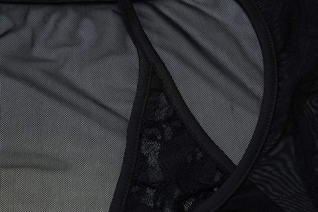 Halter long sleeve mesh lace hem button top  | Festival Outfits Women-final-sale