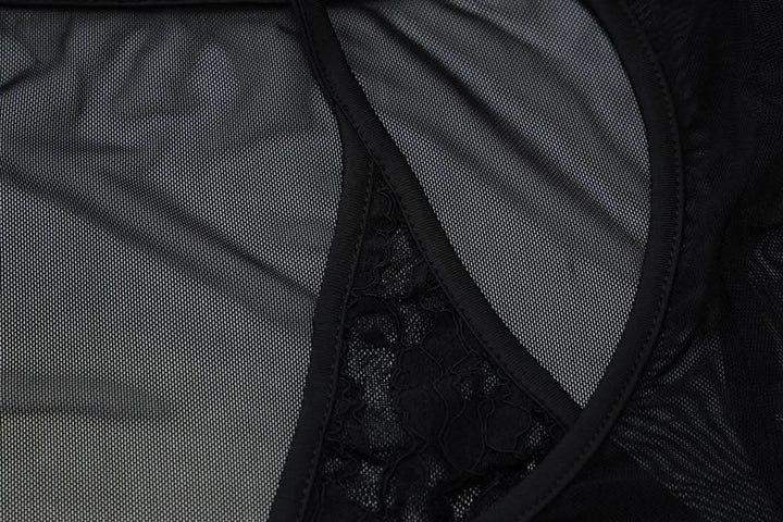 Halter long sleeve mesh lace hem button top  | Festival Outfits Women-final-sale