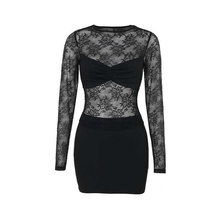 Crewneck long sleeve lace mini skirt set  | Festival Outfits Women
