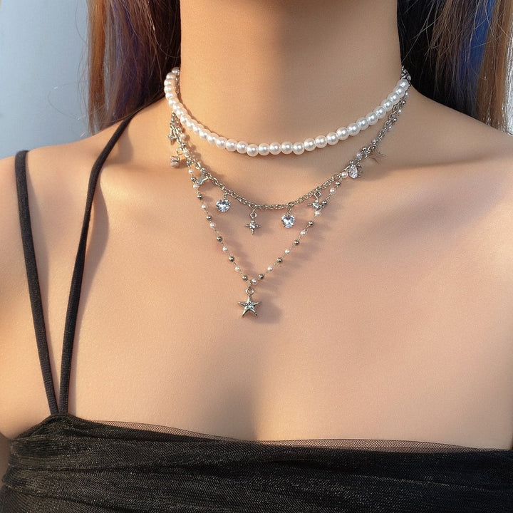 Layered star pendant choker necklace  | Festival Outfits Women