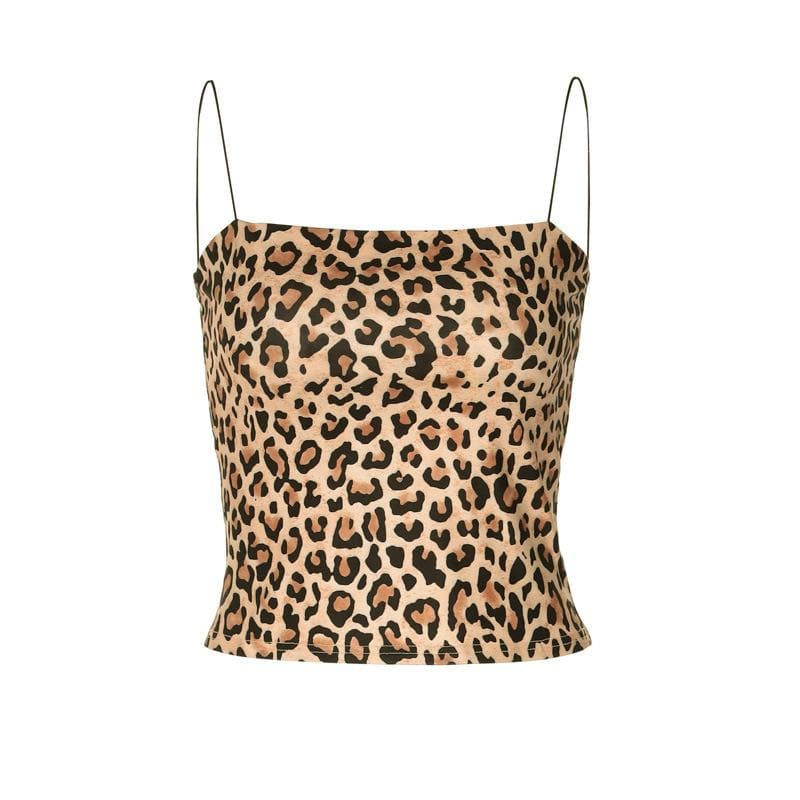 Spaghetti strap leopard print cami top  | Festival Outfits Women  | Cheetah Print Top