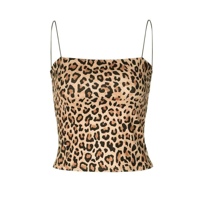 Spaghetti strap leopard print cami top  | Festival Outfits Women  | Cheetah Print Top