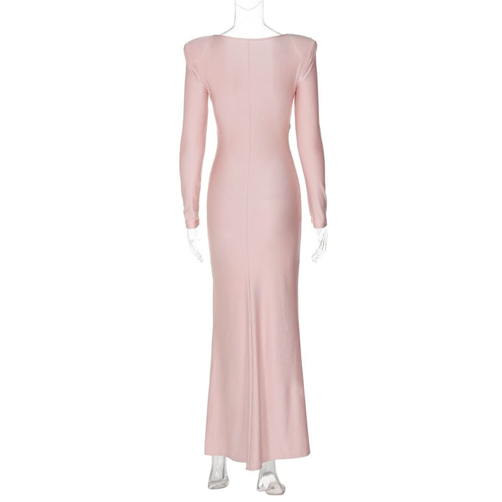 Long sleeve padded ruched maxi dress  | Festival Outfits Women