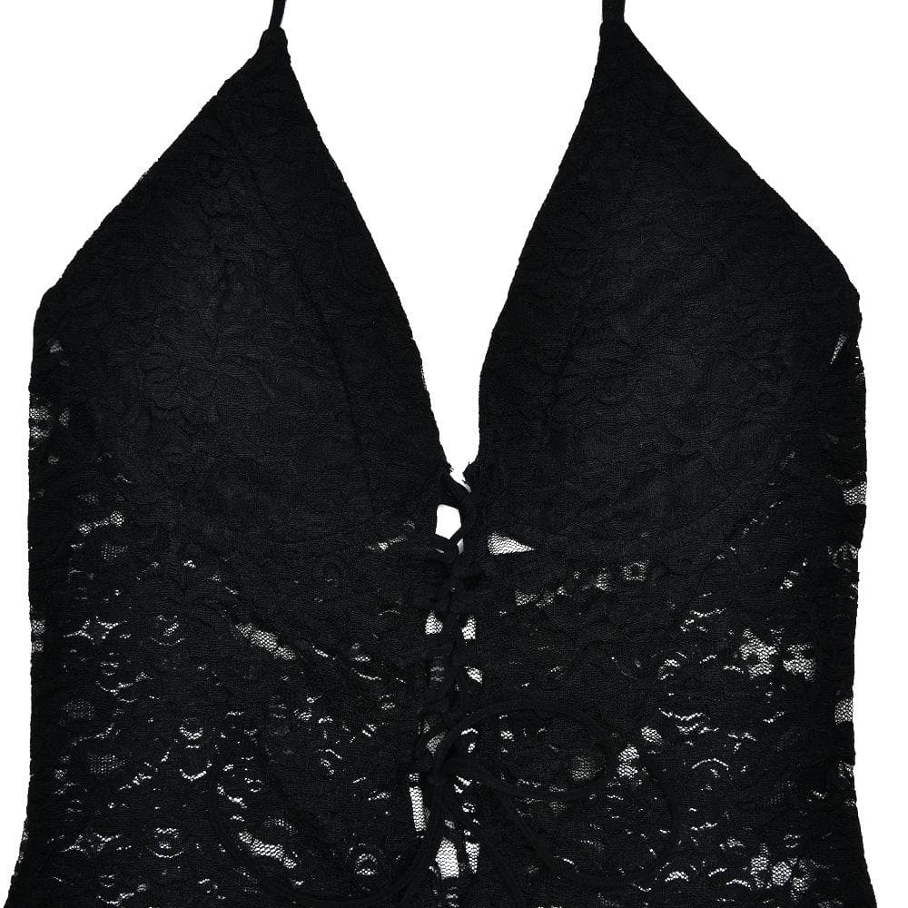 Halter lace lace up see through jumpsuit  | Festival Outfits Women