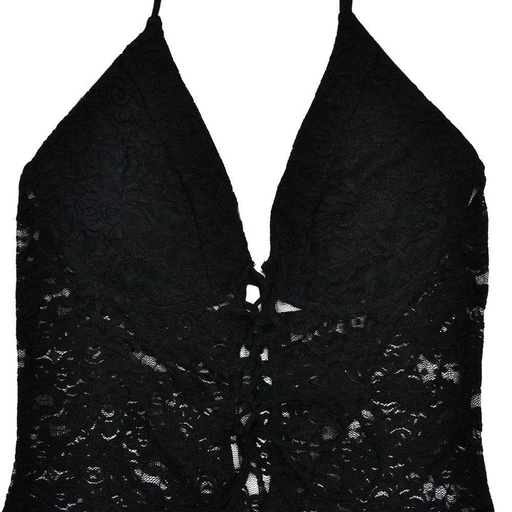 Halter lace lace up see through jumpsuit  | Festival Outfits Women