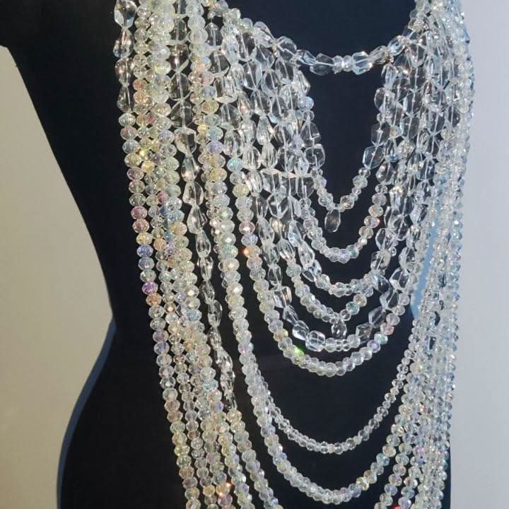 Halter beaded hollow out backless cut out top  | Festival Outfits Women