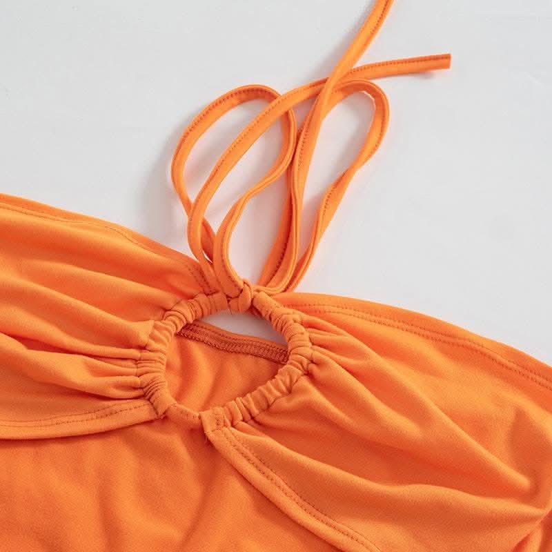 Drawstring hollow out button solid 2 piece shrug tube cut out top-final-sale  | Festival Outfits Women