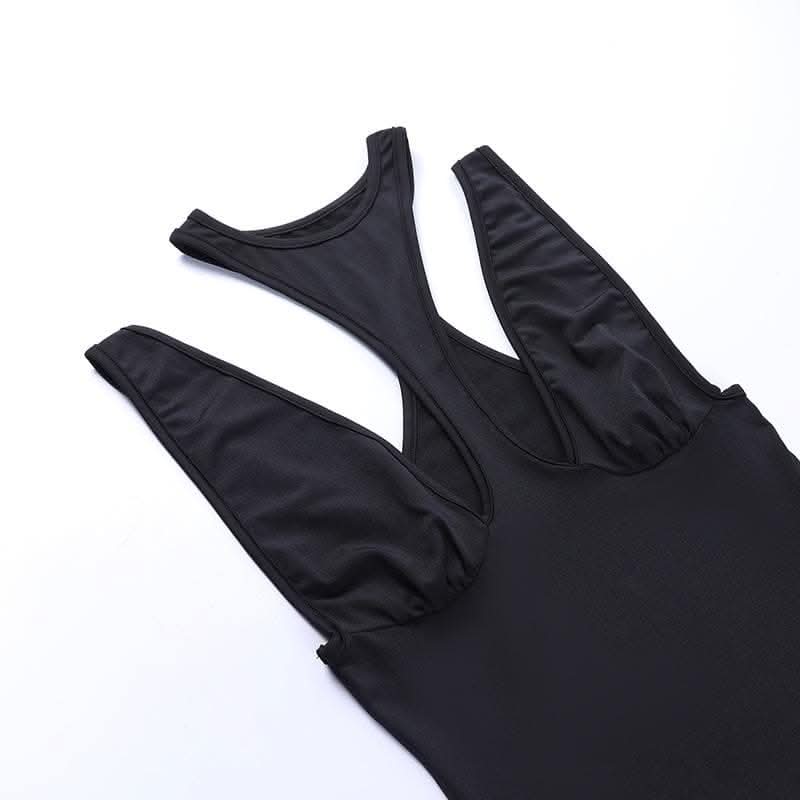 Hollow out crewneck sleeveless solid ruched bodysuit-final-sale  | Festival Outfits Women