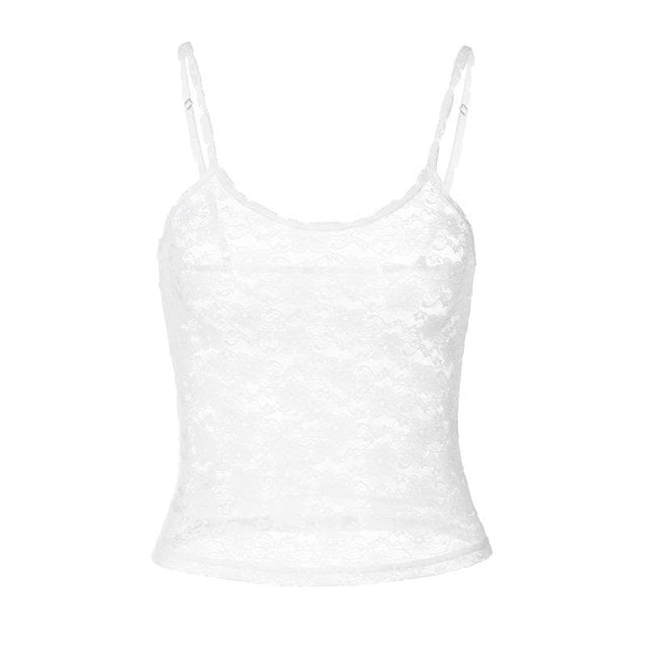 U neck see through lace backless cami top  | Festival Outfits Women