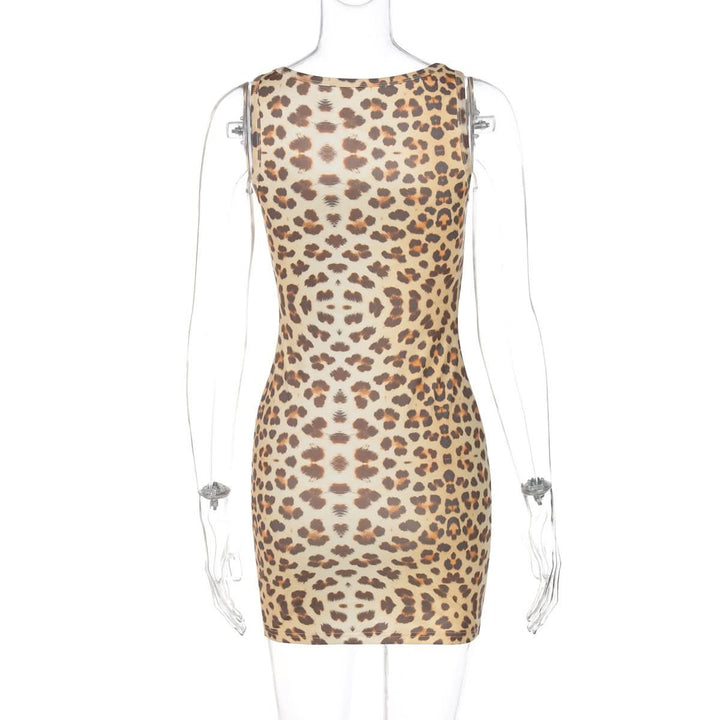 Square neck leopard print mini dress  | Festival Outfits Women  | Leopard Print Mini Dress