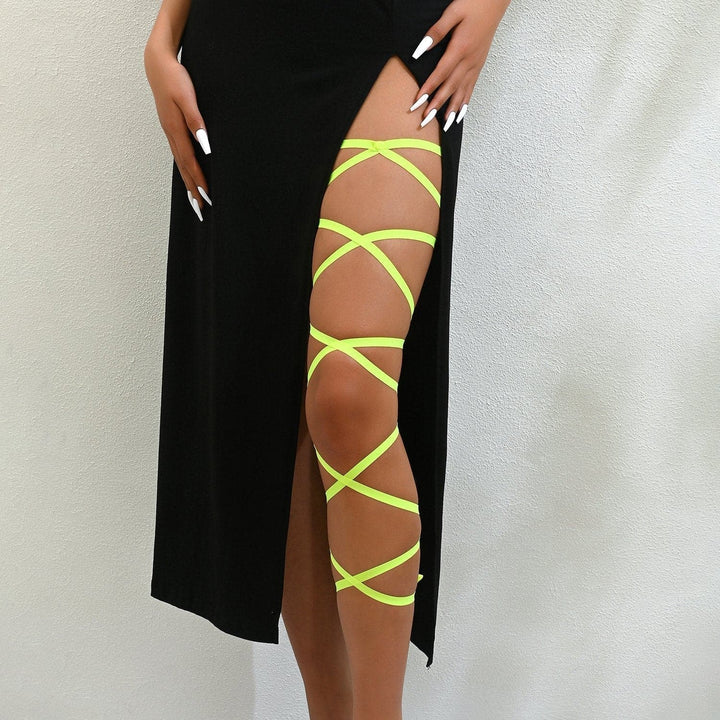 Wrapped solid hollow out cross thigh chain  | Festival Outfits Women