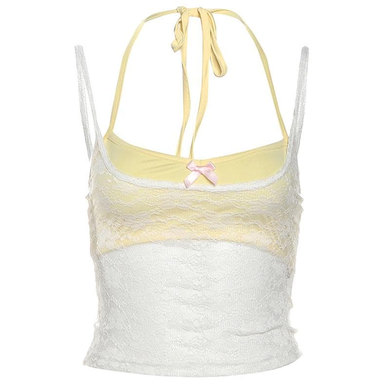 Halter lace bowknot 2 piece top  | Festival Outfits Women