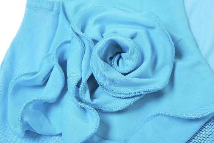 Flower applique v neck mesh patchwork ruched sleeveless mini dress-final-sale  | Festival Outfits Women