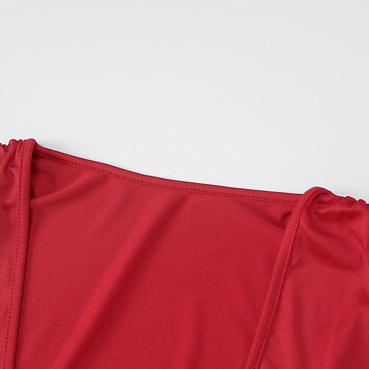 Riga mai kauri da wuyan Deep V | Kayan Biki na Mata